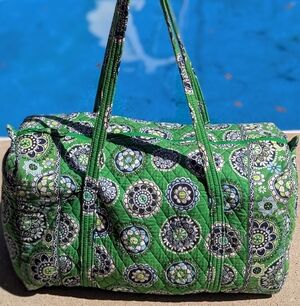 Vintage Vera Bradley Retired Cupakes Green Quilted Large Duffle Bag